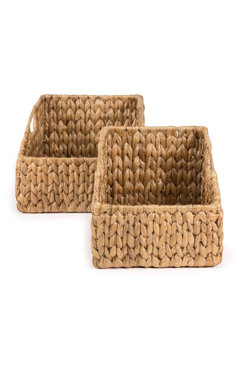 HAPPIMESS Havanah Southwestern Hand-Woven Hyacinth Slanted Nesting Baskets with Handles, Natural, Main, color, Natural