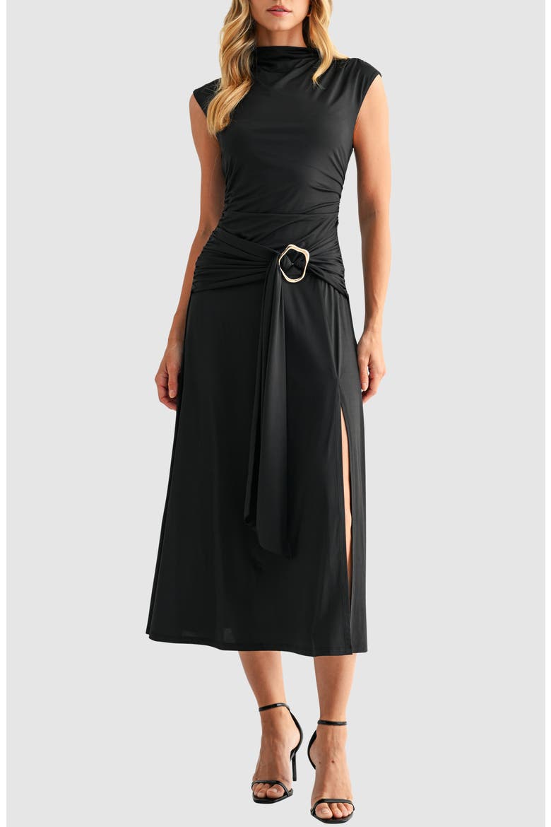 Cap Sleeve Dress, Main, color, BLACK