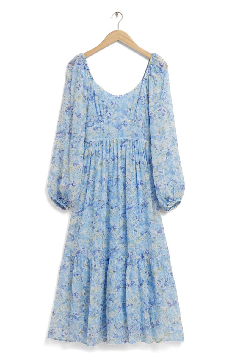 & Other Stories Floral Long Sleeve Midi Dress, Main, color, Blue