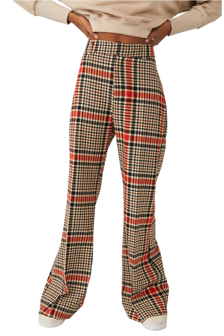 Jules Plaid Wide Leg Pants, Main, color, RUST COMBO 2