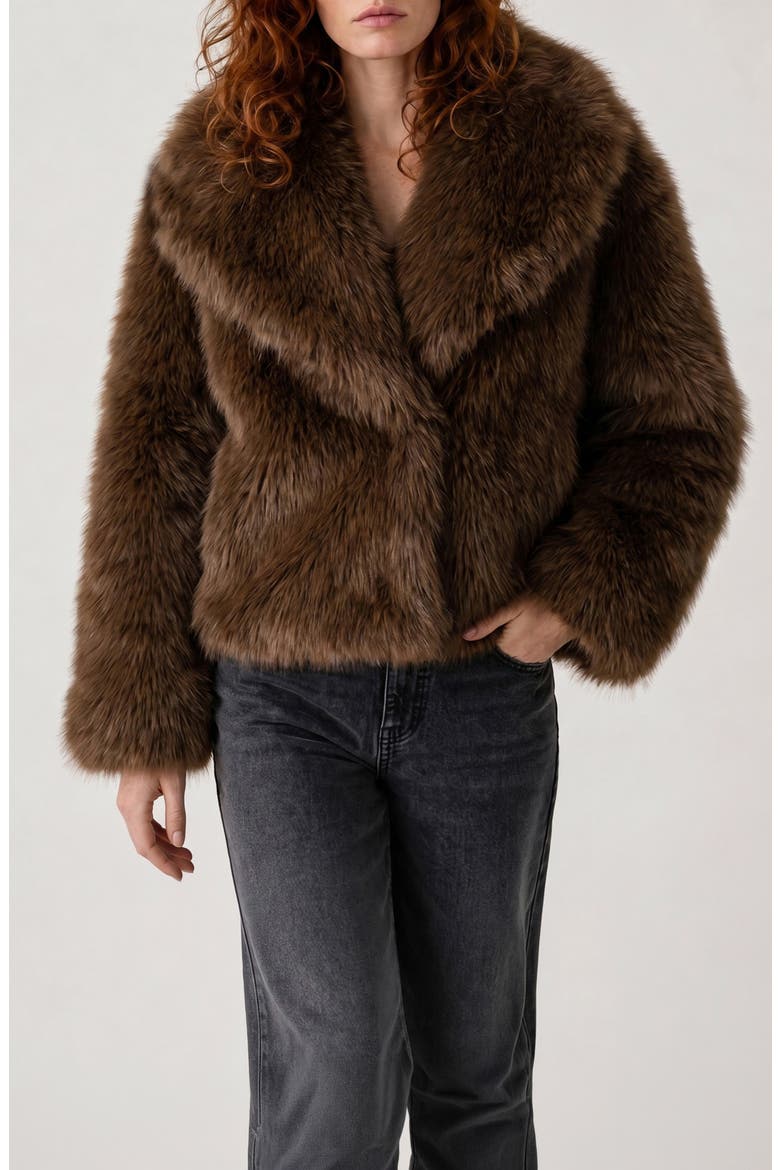 Mandie Faux Fur Coat, Main, color, BROWN