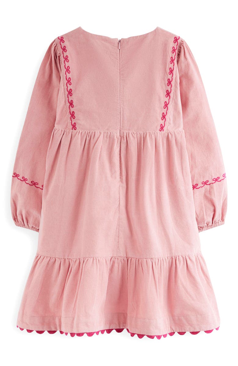 Mini Boden Kids' Clover Embroidered Corduroy Dress, Alternate, color, Vintage Pink