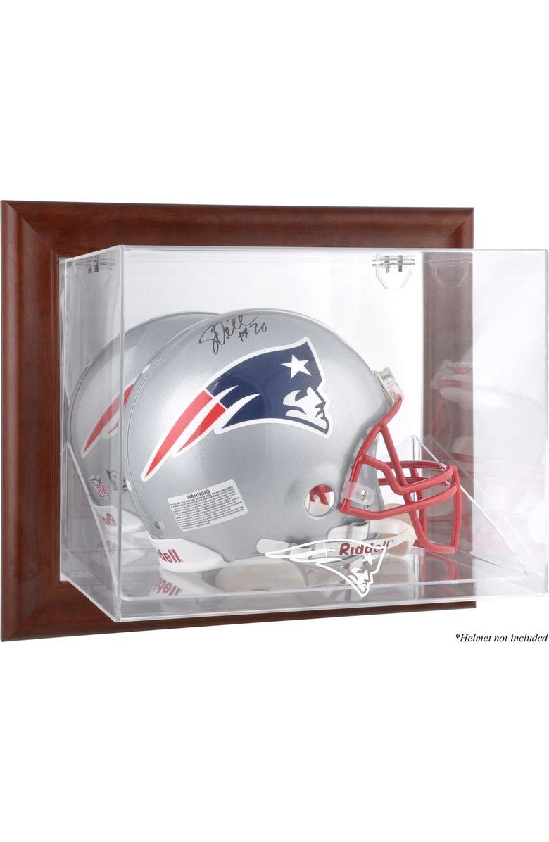 FANATICS AUTHENTIC New England Patriots Brown Framed Wall-Mountable Logo Helmet Case, Main, color, 