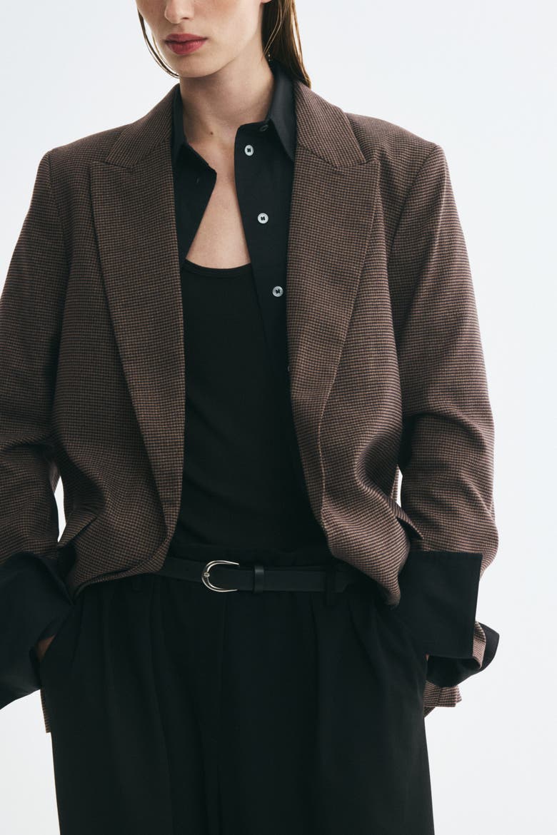 Oversized Blazer, Alternate, color, Dark beige/houndstooth