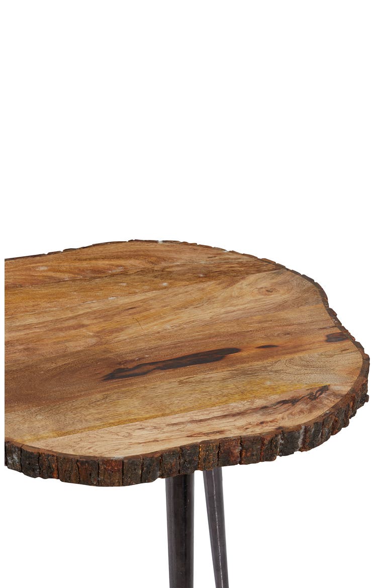 Kitchen Rustic Rug Under Table WILLOW ROW Brown Rustic Aluminum Accent Table - 25
