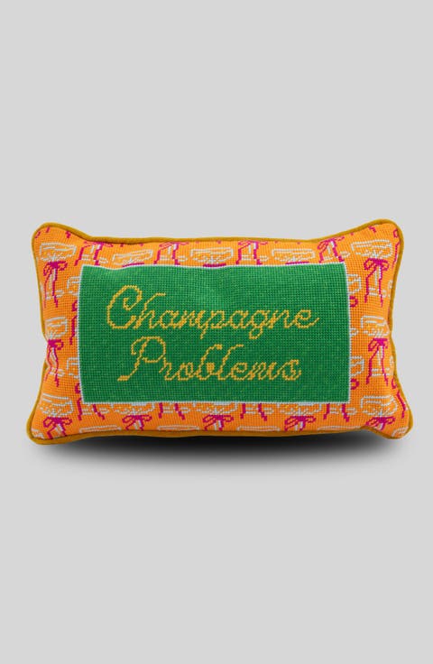 Champagne Problems Needlepoint Pillow