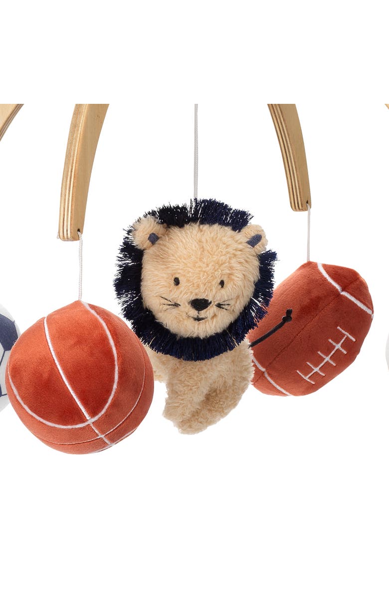 Lambs & Ivy Hall of Fame Lion/Sports Balls Musical Baby Crib Mobile Soother Toy, Alternate, color, Multicolor
