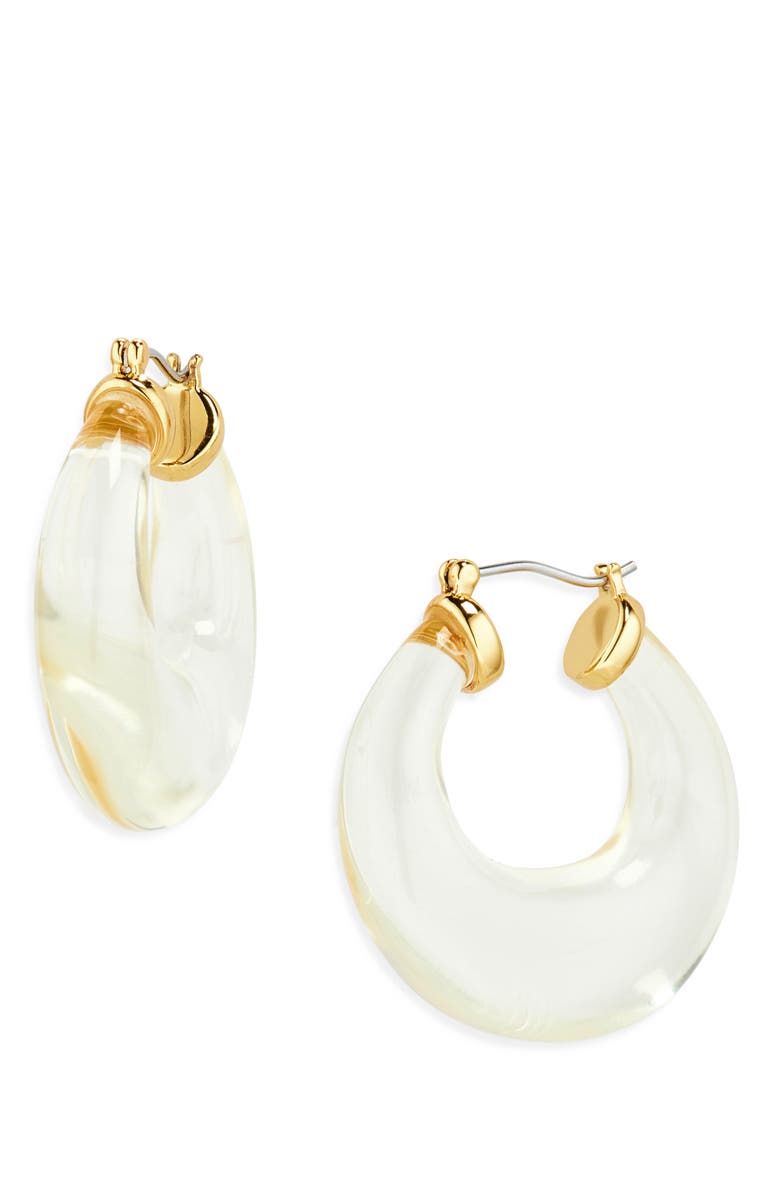 Lele Sadoughi Birthstone Double Hoop Earrings, Main, color, April Diamond