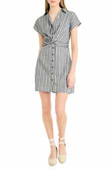 The Good Journey Wrap Button Front Mini Shirtdress