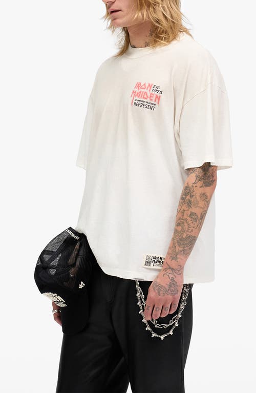 Represent White Crewneck T-shirt With Logo On Front And Rear In Cotton Blend Man In Metallic