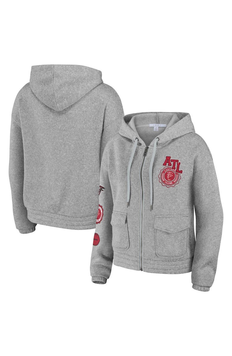 WEAR by Erin Andrews Women's WEAR by Erin Andrews Heather Gray Atlanta Falcons Full-Zip Hoodie, Main, color, 