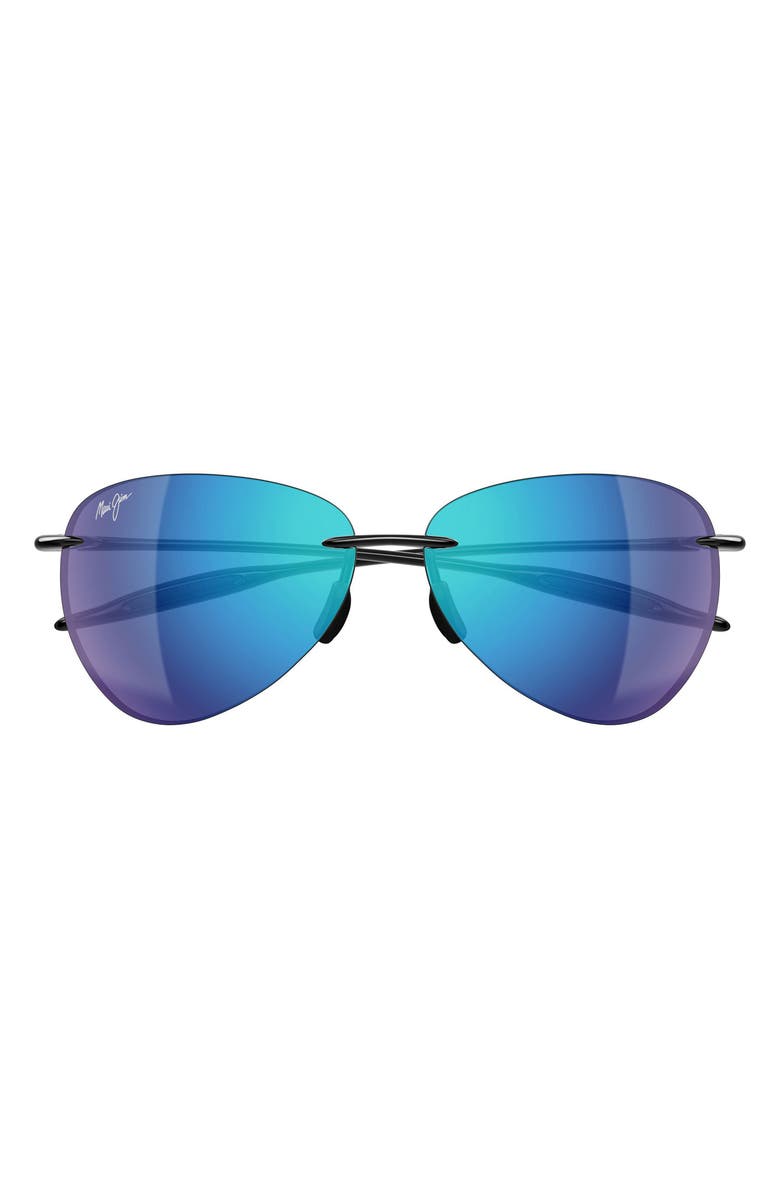 Maui Jim Sugar Beach 62mm PolarizedPlus2<sup>®</sup> Round Sunglasses, Main, color, Black