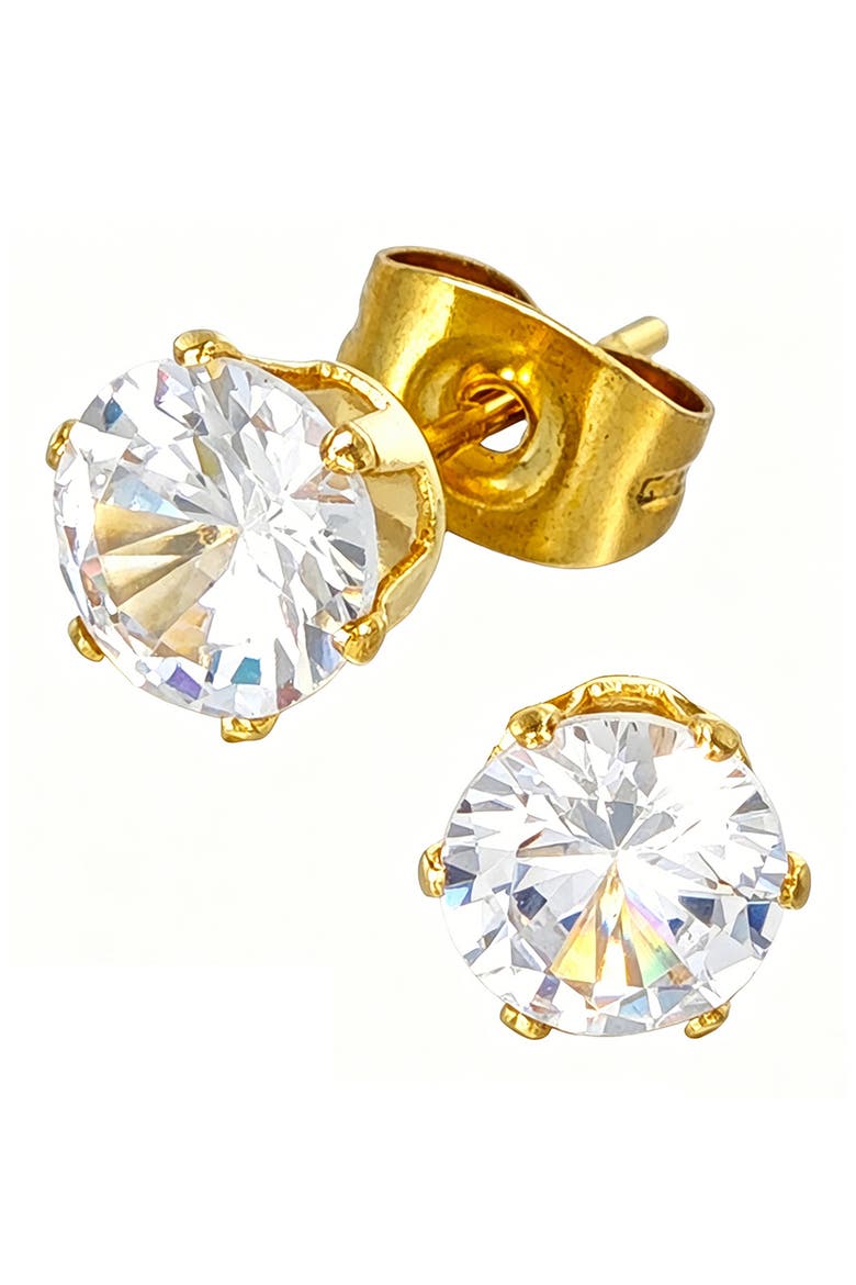 18k Gold Plated Round Stud Earrings, Main, color, GOLD