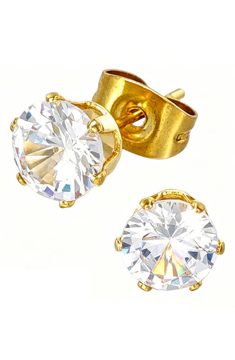 18k Gold Plated Round Stud Earrings