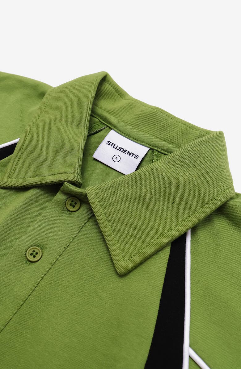 STUDENTS Captain Colorblock Long Sleeve Cotton Polo Shirt, Alternate, color, Moss