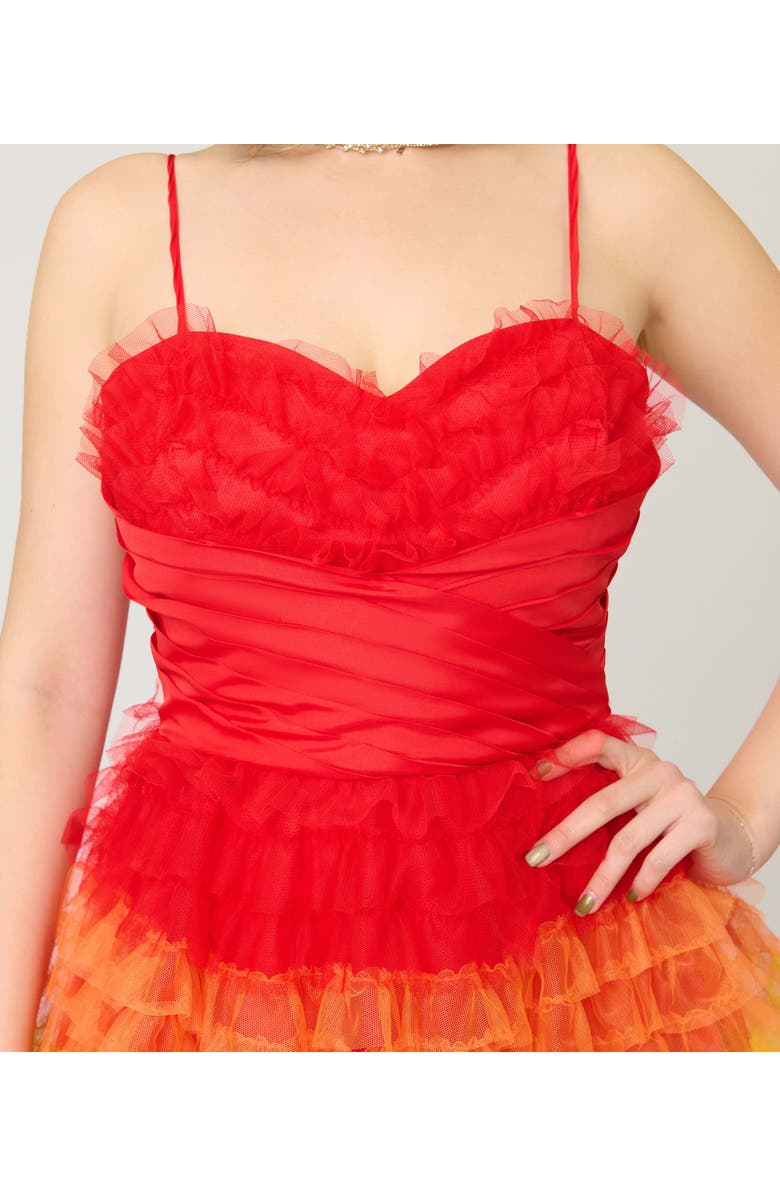 Unique Vintage Tulle Sweetheart Cupcake Swing Dress, Alternate, color, Red Rainbow Stripe