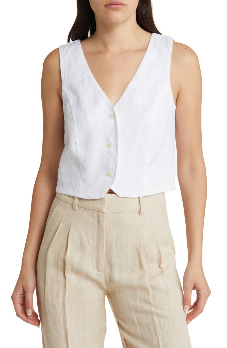 Madewell Katrina Linen Crop Vest, Main, color, 