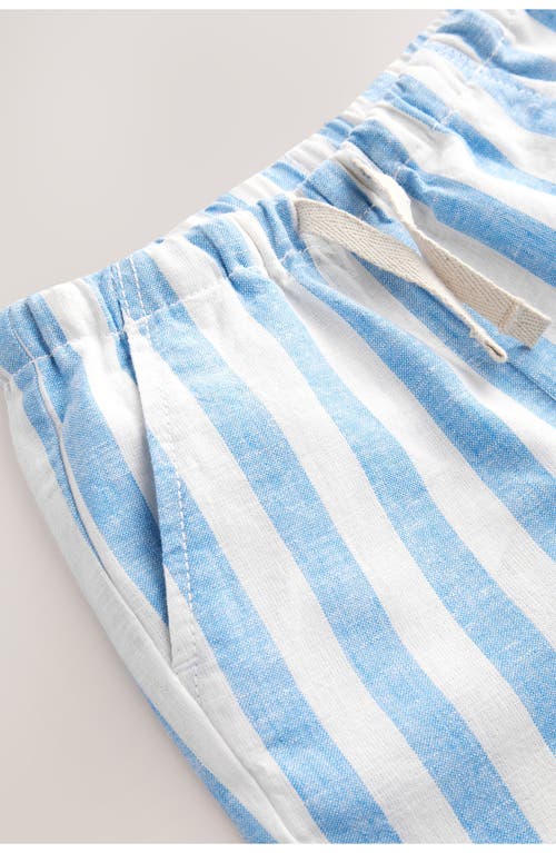 Next Kids' Stripe Linen & Cotton Drawstring Shorts In Blue