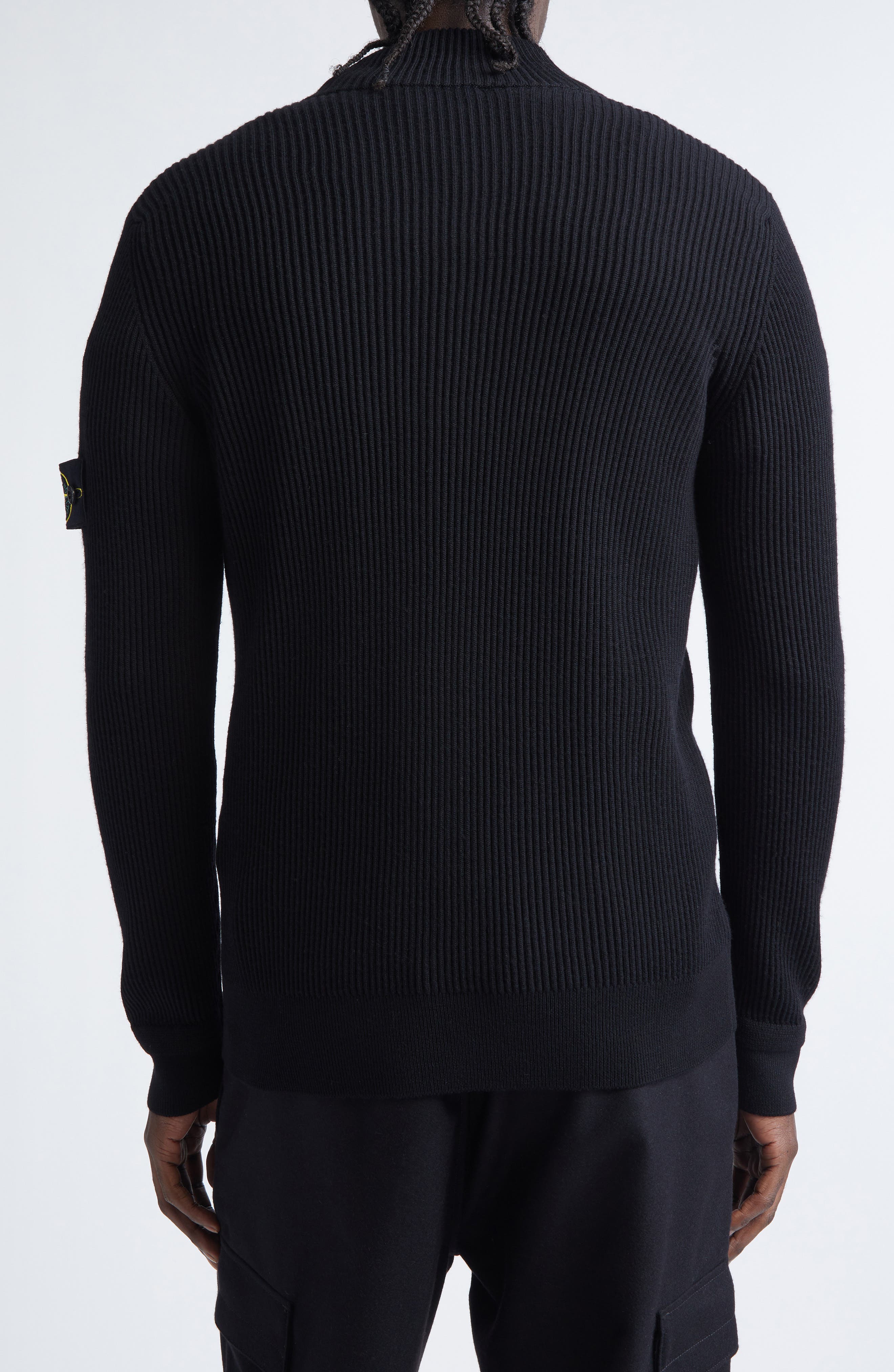 Compass Patch Full Zip Virgin Wool Rib Cardigan - image 2