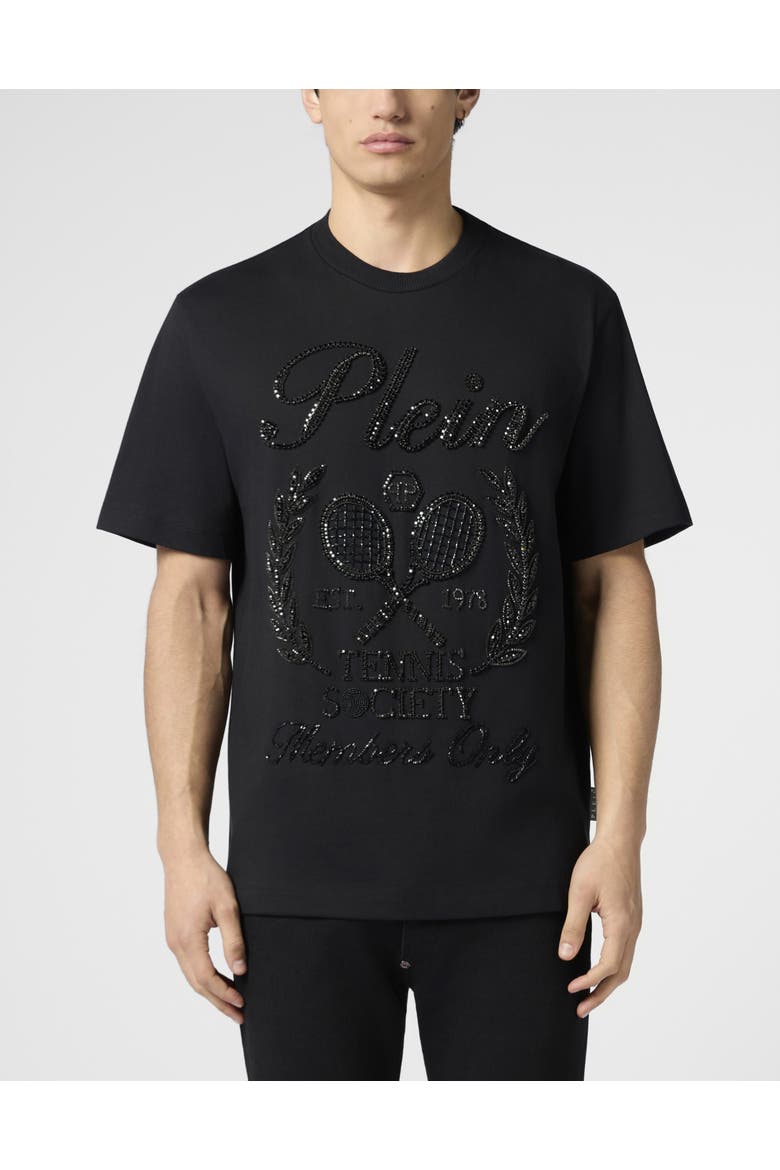 Round Neck T-Shirt Tennis Society Men, Main, color, black/black