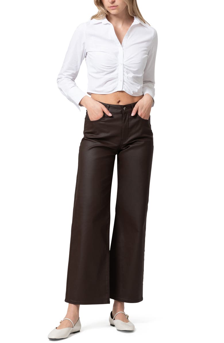 Mavi Jeans Alena Coated Wide Leg Jeans, Alternate, color, Brown Coated