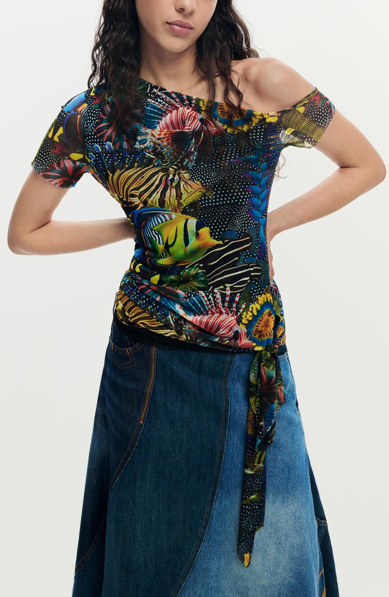 Desigual Tie Hem T-Shirt, Main, color,