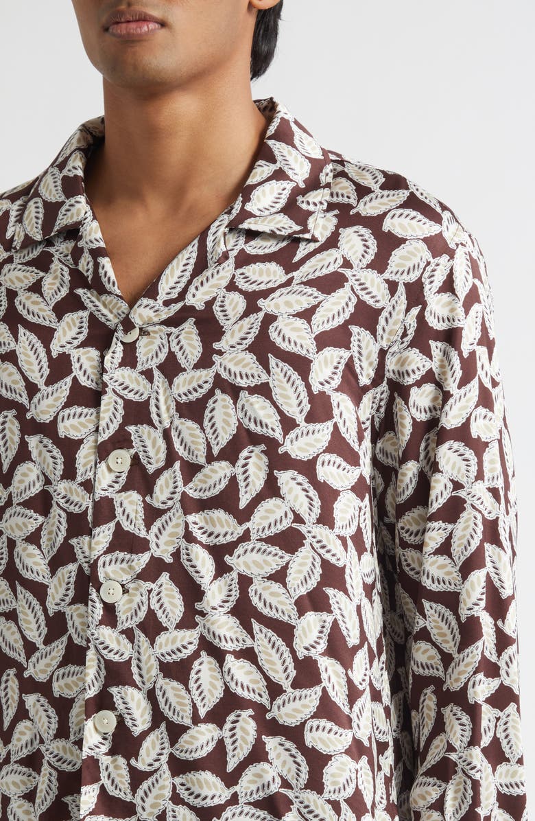 Bode Paper Birch Print Camp Shirt, Alternate, color, Brown White