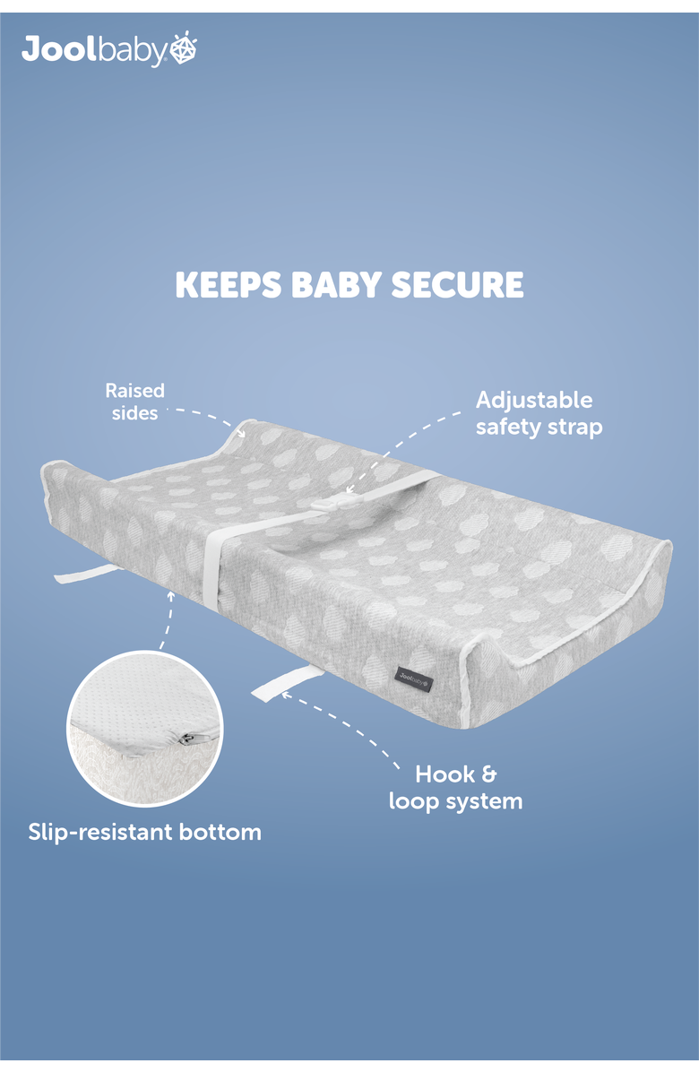 Jool Baby Soft Changing Pad + Washable Cover, Non-Slip - Fits Standard Changing Tables & Dressers, Alternate, color, Gray - Cloud