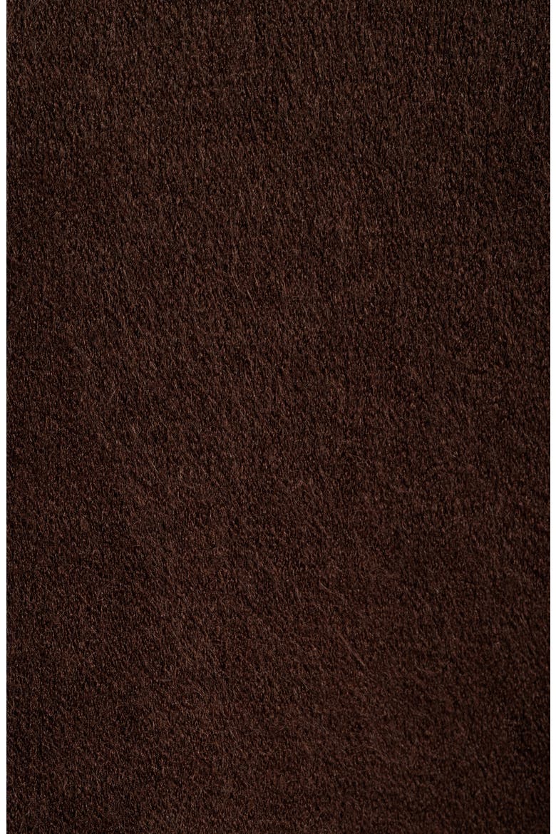 Faux Fur Trim Ruana, Alternate, color, CHOCOLATE