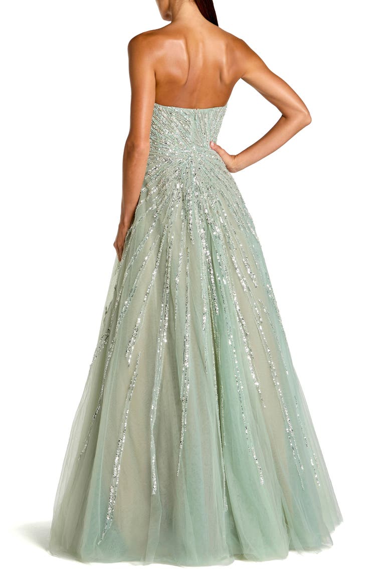 Mesh Sequin Strapless Sweetheart Neck Ballgown, Alternate, color, Seafoam