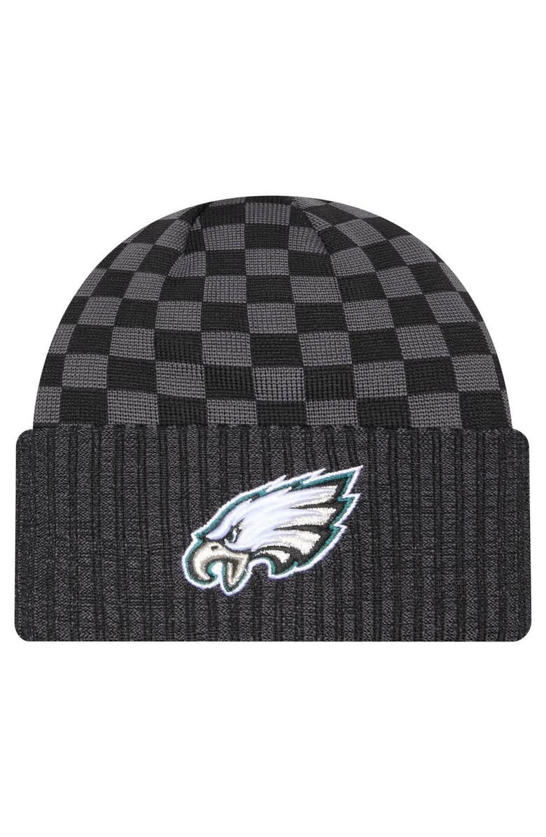 New Era Men's New Era Black Philadelphia Eagles Checkered Cuffed Knit Hat, Main, color, 
