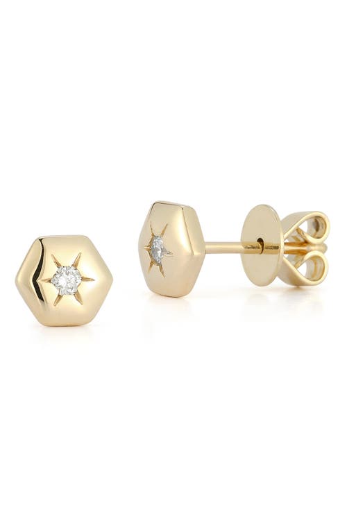 Dana Rebecca Designs Cynthia Rose Diamond Starburst Hexagon Stud Earrings in Yellow Gold  product