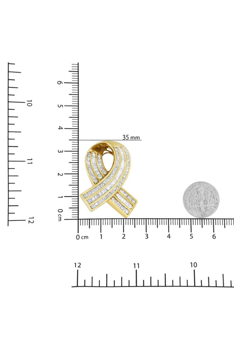 14K Yellow Gold 2 5/8 Cttw Diamond Awareness Ribbon Pendant Necklace - NO CHAIN, Alternate, color, Yellow