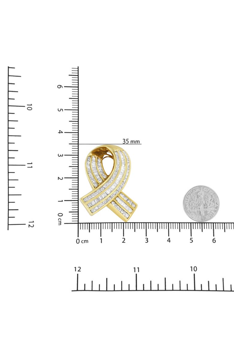 Haus of Brilliance 14K Yellow Gold 2 5/8 Cttw Diamond Awareness Ribbon Pendant Necklace - NO CHAIN, Alternate, color, Yellow