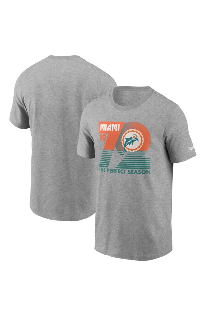 Nike Men's Nike Heathered Gray Miami Dolphins Hometown Collection 1972 T-Shirt, Main, color,