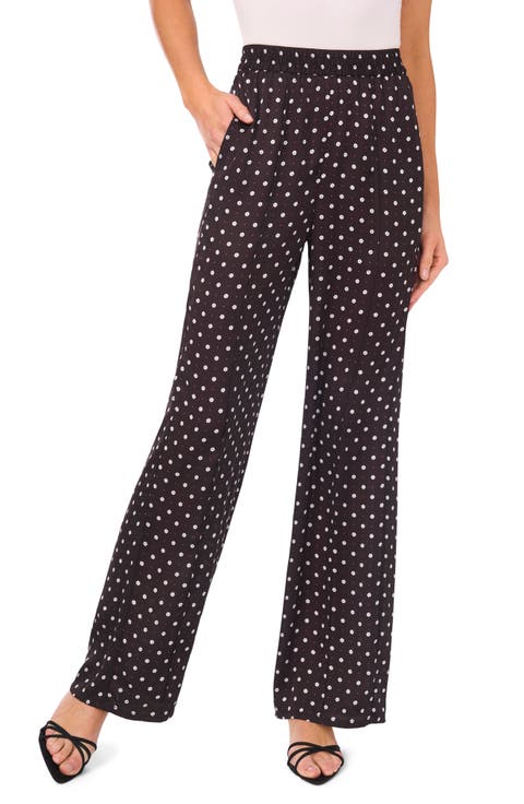 Floral Elastic Waist Straight Leg Pants