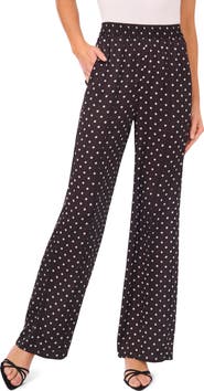 CeCe Floral Elastic Waist Straight Leg Pants