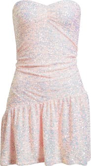 BP. Strapless Sequins Flounce Hem Minidress