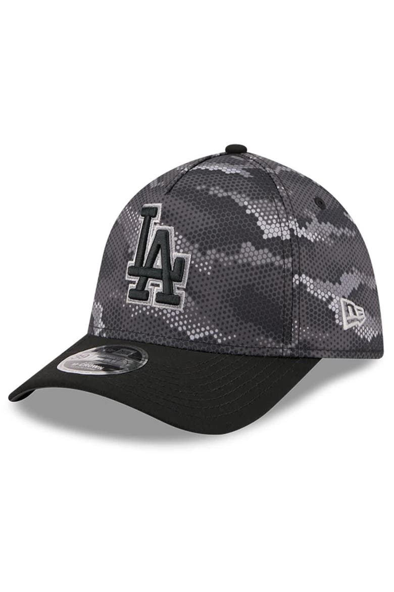 Men's New Era Black Los Angeles Dodgers Camo 39THIRTY A-Frame Flex Hat, Main, color, Black