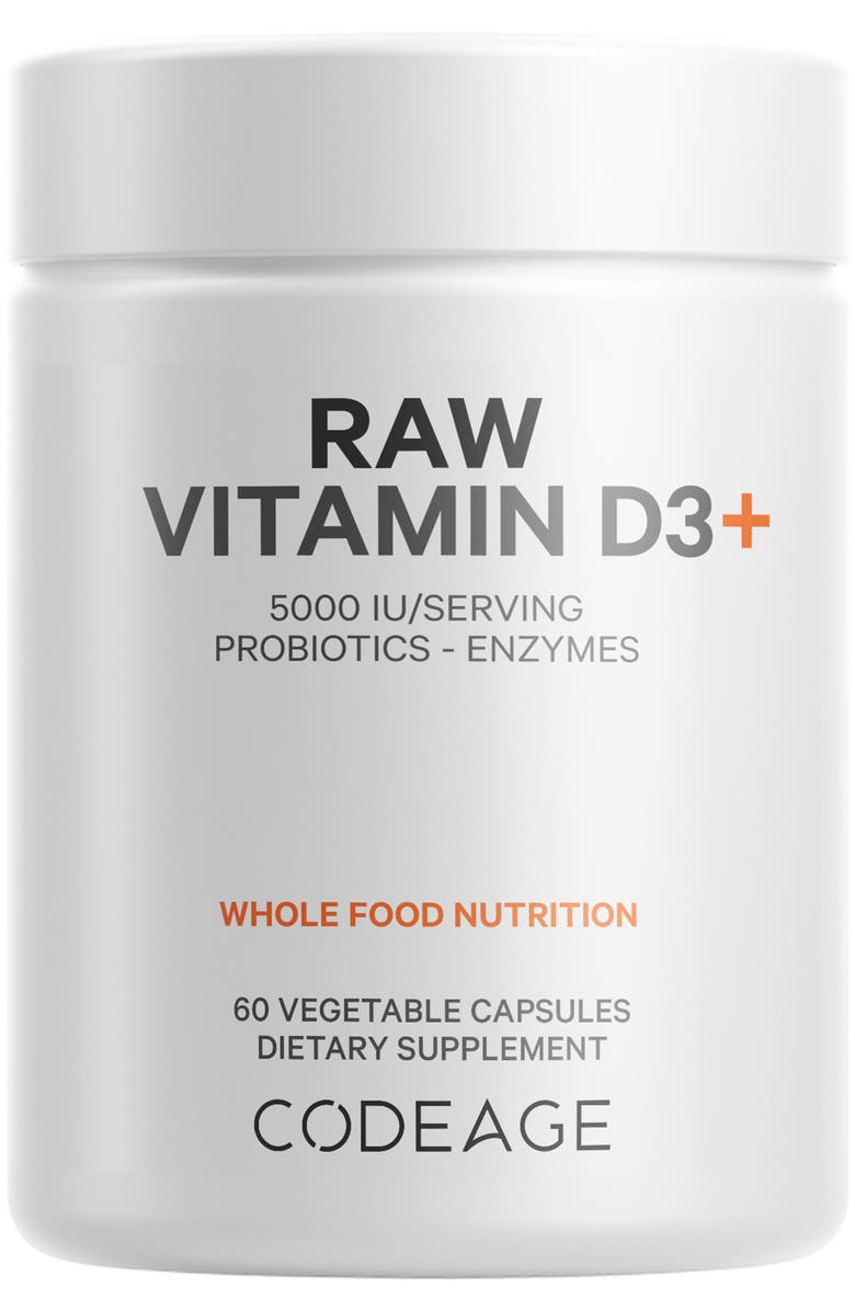 Codeage Raw Vitamin D3+ 5000 IU Supplement, Main, color, White