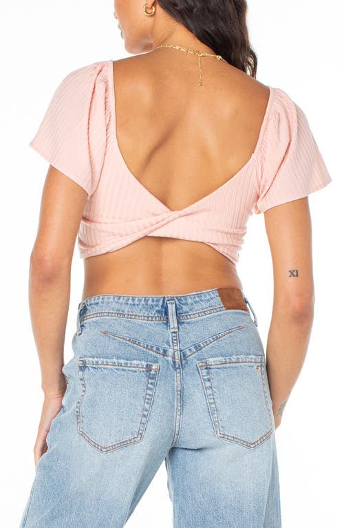 Roxy Sandy Beach Smocked Twist Reversible Crop Top In Rose Cloud Solid