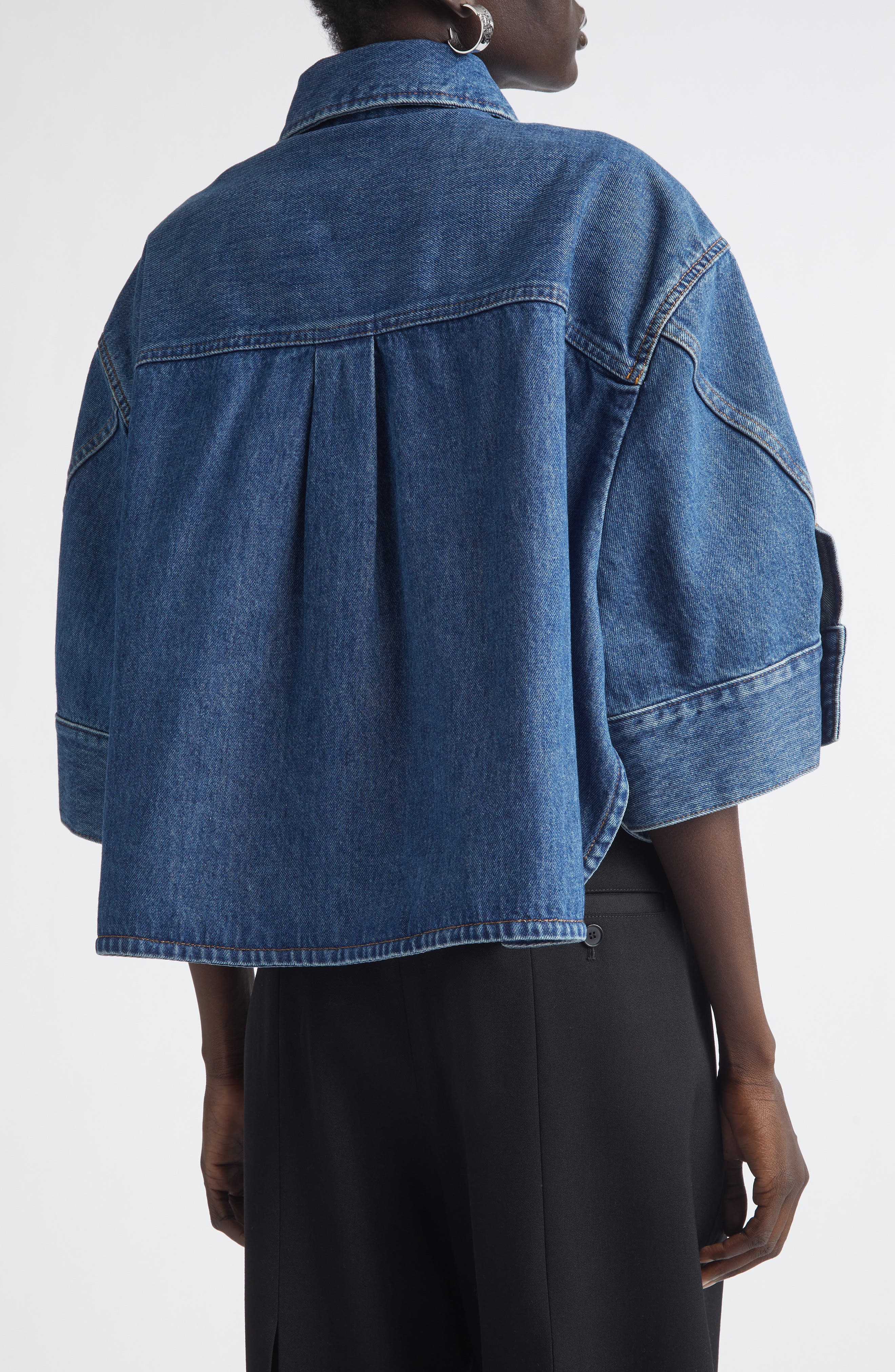 Cocoon Crop Denim Shirt Jacket - image 2