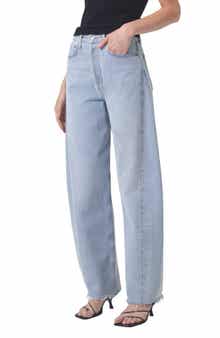AGOLDE Luna Pieced High Waist Raw Hem Barrel Jeans