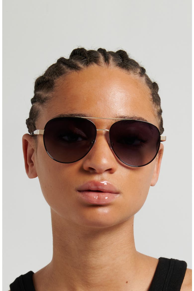 58mm Gradient Pilot Sunglasses, Alternate, color, LIGHT GOLD/ DARK GREY