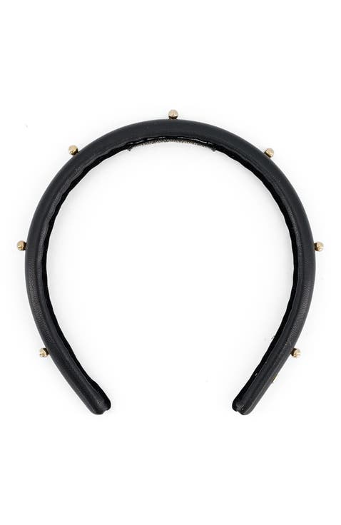 Belle de Jour Leather and Gold Studs Headband