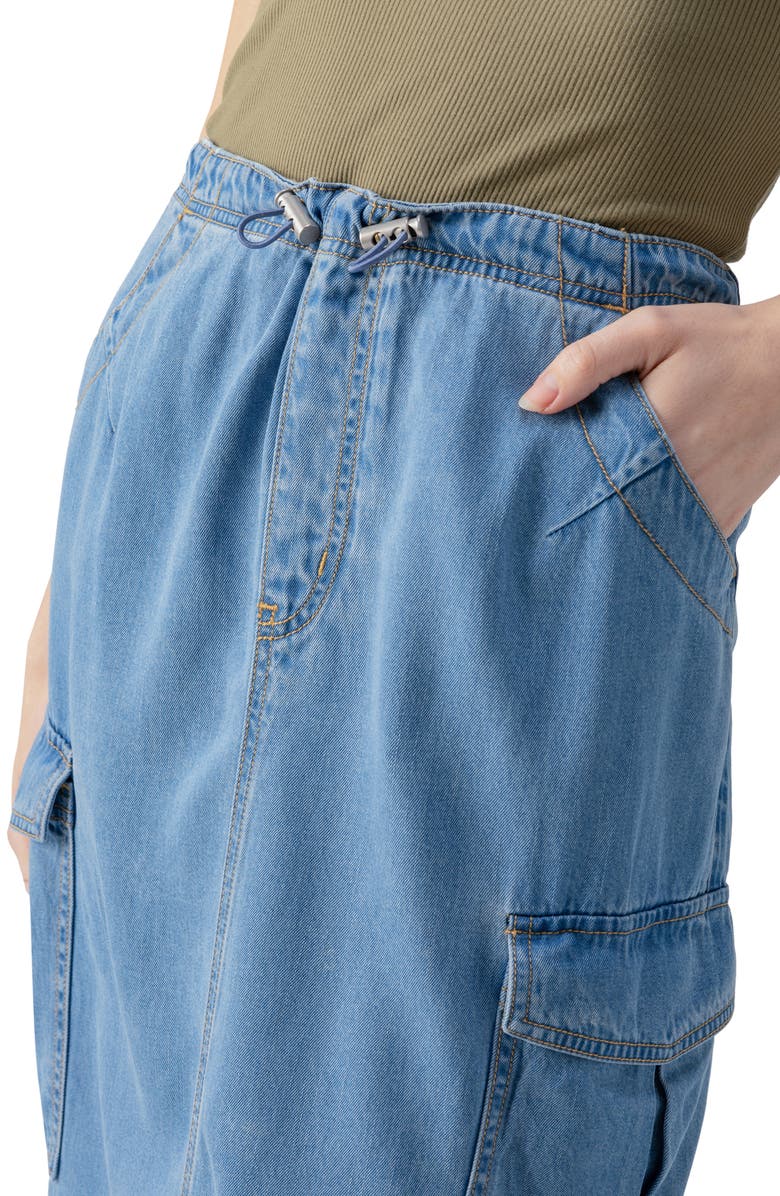 Sanctuary Parachute Chambray Cargo Midi Skirt, Alternate, color, 