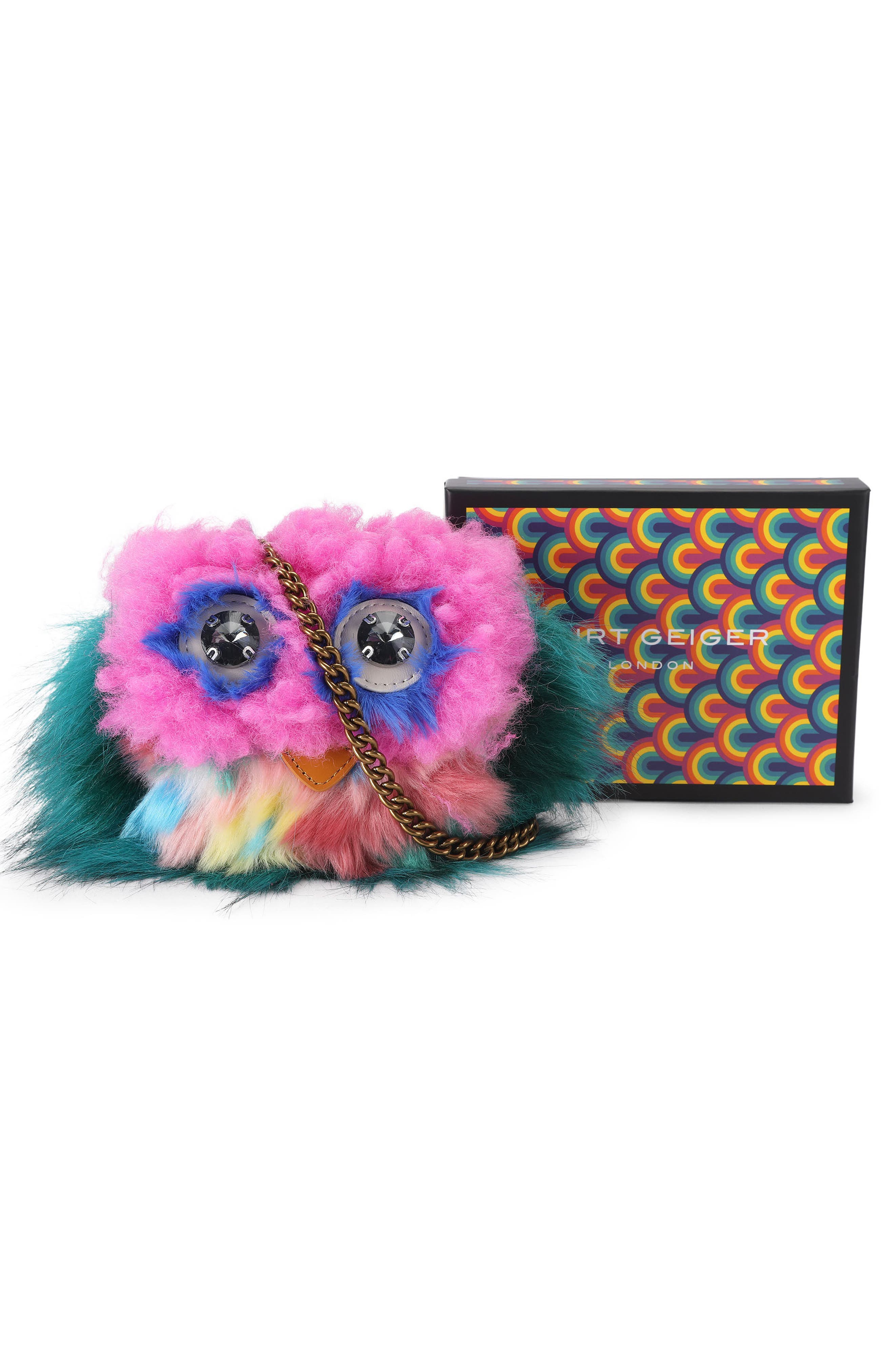 Micro Oxford Mascot Faux Fur and Leather Shoulder Bag, Alternate, color, PINK MULTI