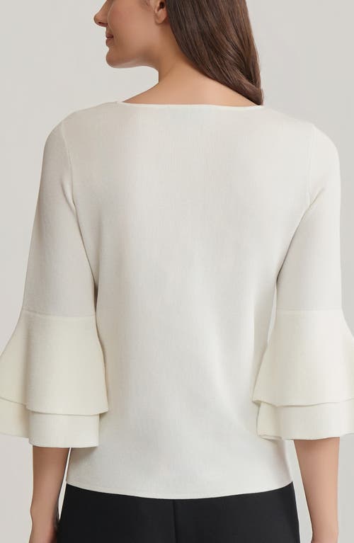 Kasper Double Flare Sleeve Sweater In Neutral