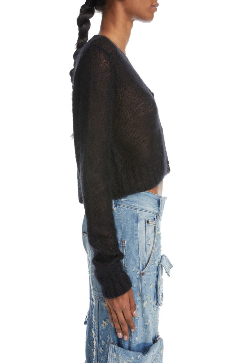 Kodilia Crop Mohair Blend Cardigan, Alternate, color, BLACK