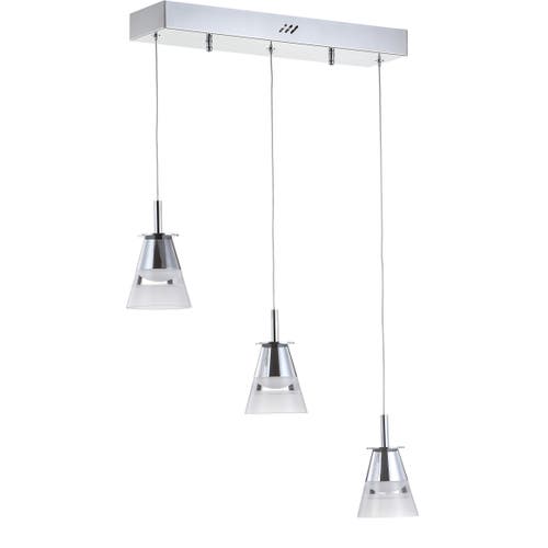 Jonathan Y Alain 3-light Adjustable Cascading Metal Integrated Linear Led Pendant In Silver